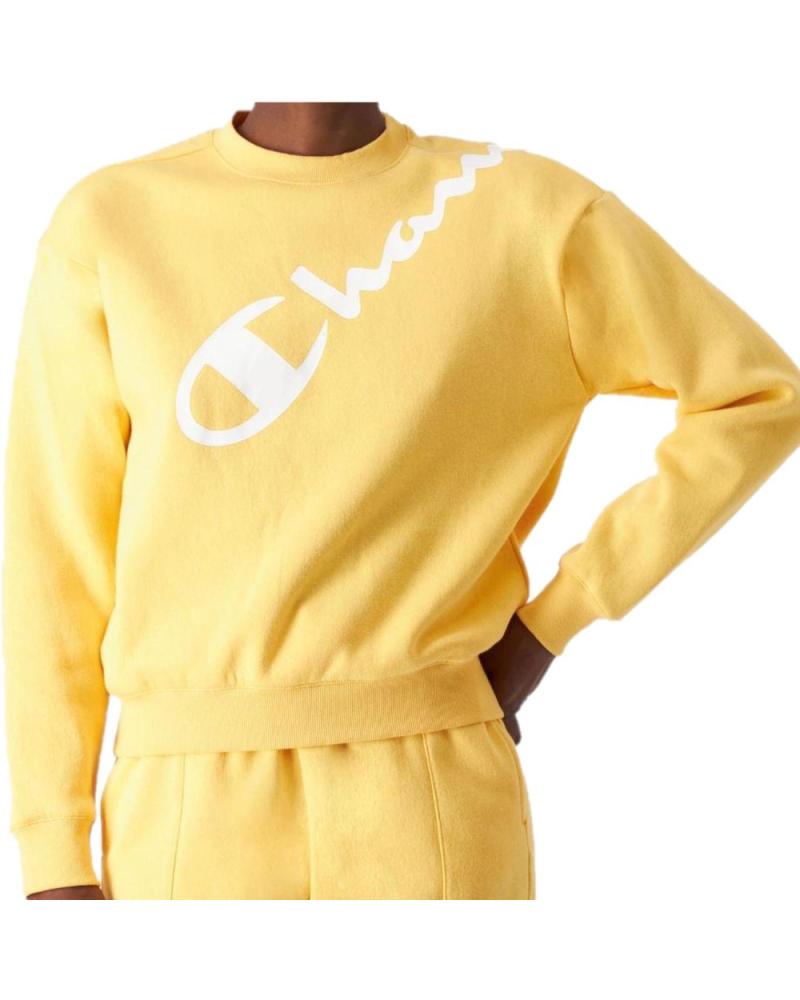 SUDADERA CHAMPION LEGACY 115392-YS121 AMARILLA CON LOGO GRANDE AMARILLO
