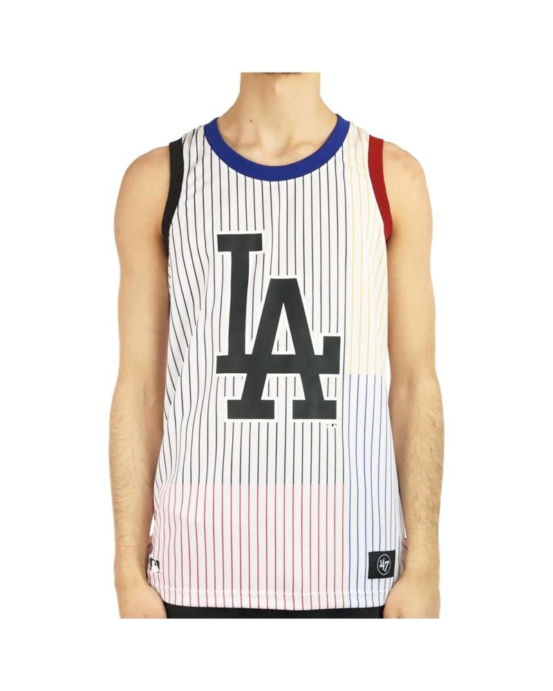 47 BRAND CAMISETA SIN MANGAS WHITE WASH LA DODGERS RAYAS MULTICOLOR BLANCO