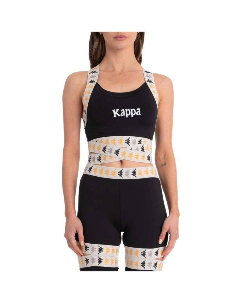 CAMISETA CROP TOP KAPPA 222 BANDA DIXOT 2 NEGRO NEGRO