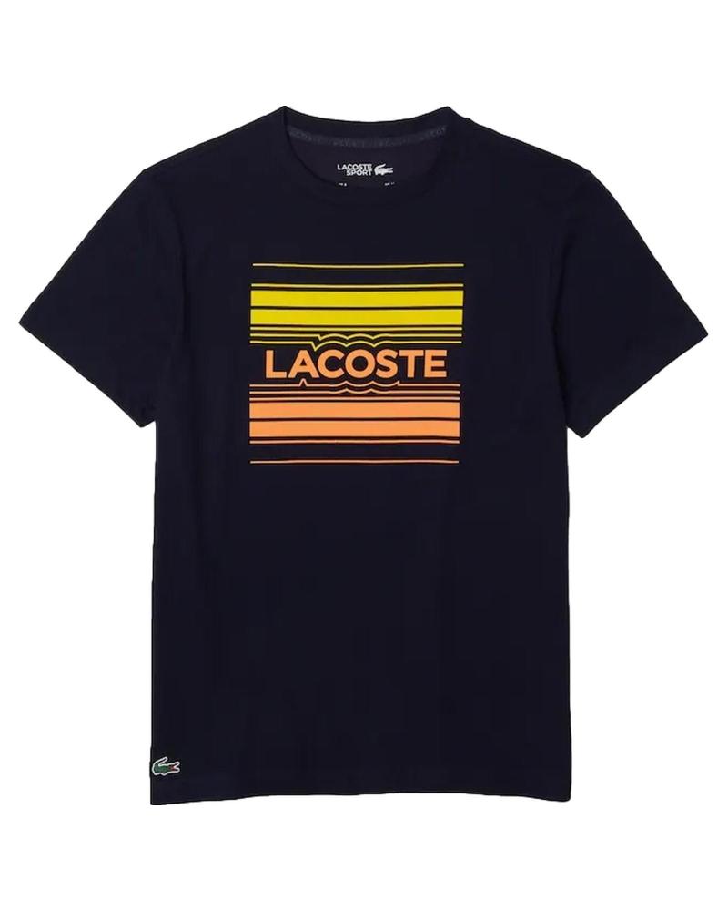 CAMISETA LACOSTE TEE-SHIRT AZUL CON FRANJAS DEGRADADAS AZUL