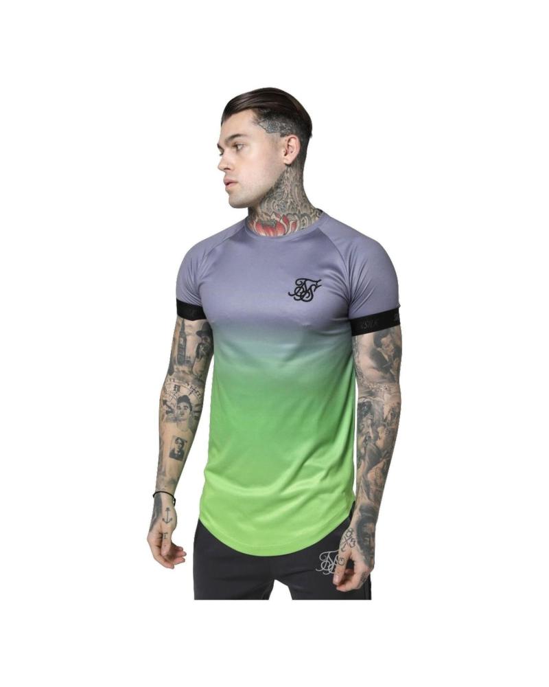 CAMISETA TÉCNICA SIKSILK S-S FADE OUT TECH TEE GRIS Y VERDE NEÓN GREY AMP AMP NEON GREEN