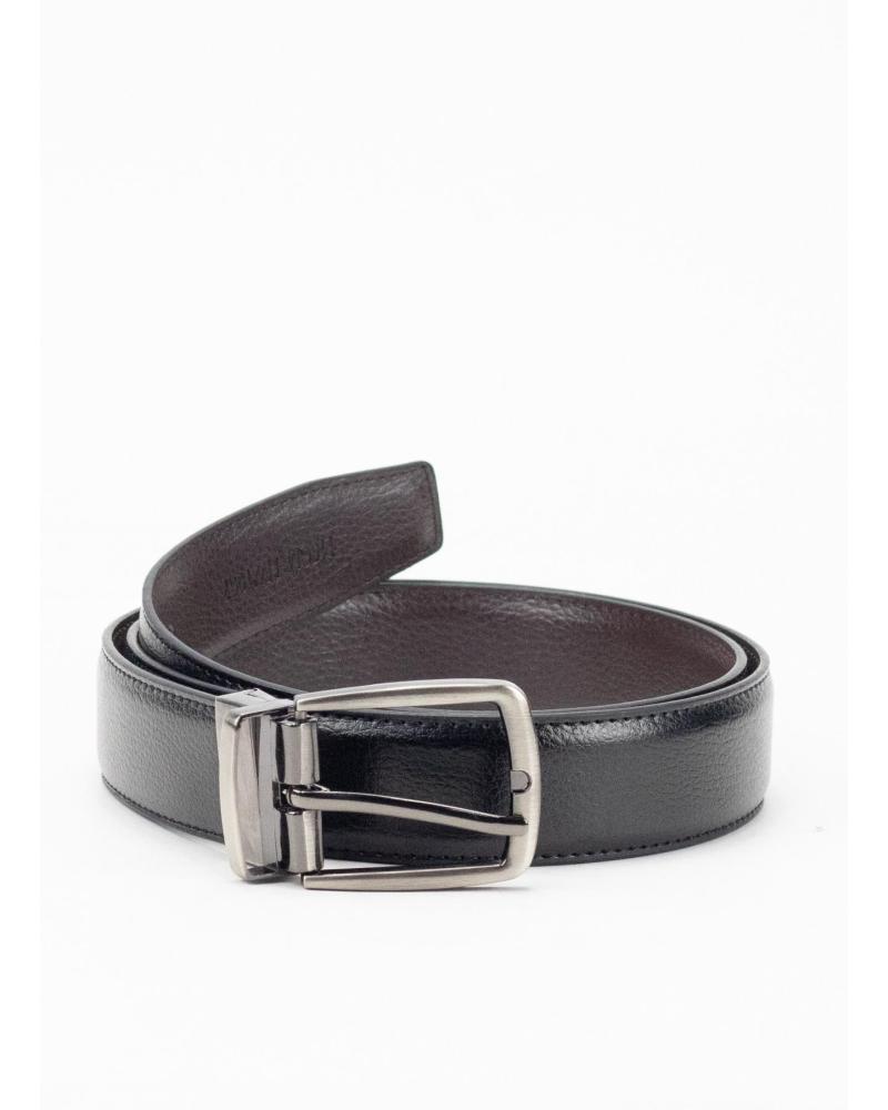 CINTURÓN REVERSIBLE KESLEM CON HEBILLA BRILLANTE NEGRO/MARRÓN NEGRO