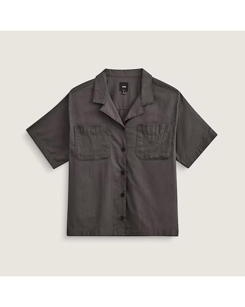 CAMISA VANS OFF THE WALL CASSIDY CAMP SHIRT GRIS ASFALTO PARA MUJER ASPHLT