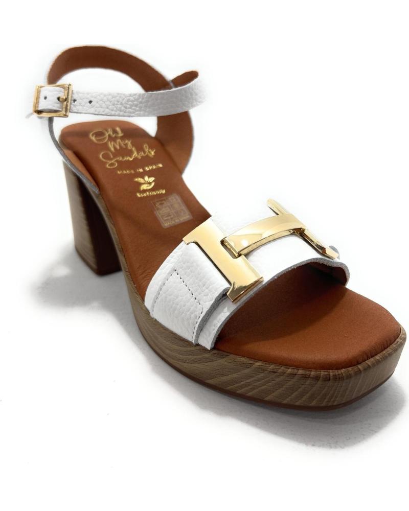 de OH MY SANDALS SANDALIA TACON MADERA HEBILLA OH MY SAN BLANCO