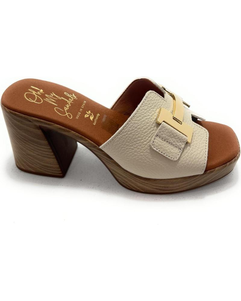 de OH MY SANDALS ZUECO PIEL TACON MADERA HEBILLA OH MY S BLANCO