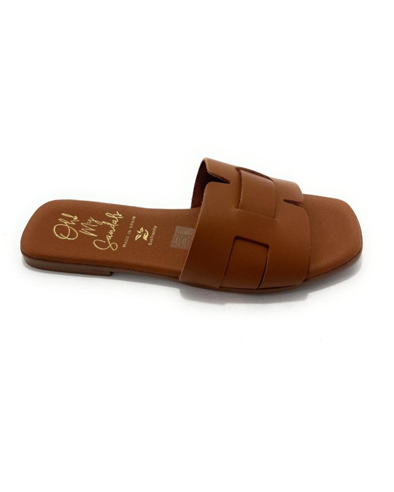 OH MY SANDALS ZUECO PLANO PIEL MARRON NEGRO