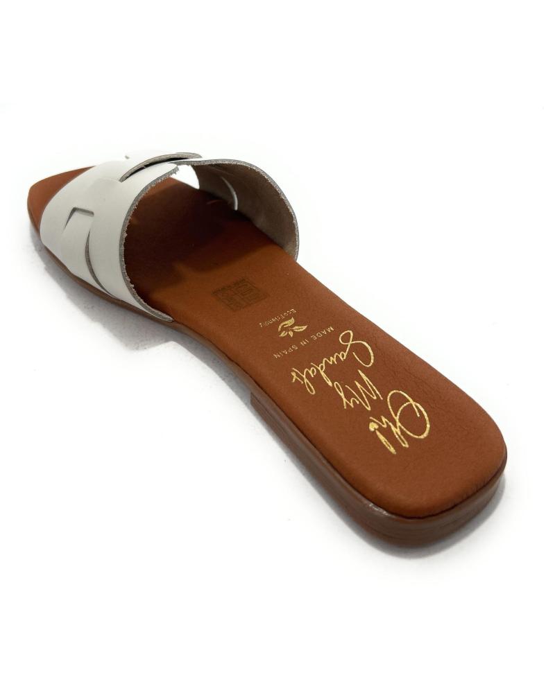 OH MY SANDALS ZUECO PLANO PIEL BLANCO