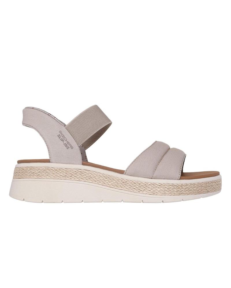 SKECHERS SANDALIAS PLANAS MUJER 114413 TAUPE MARRóN