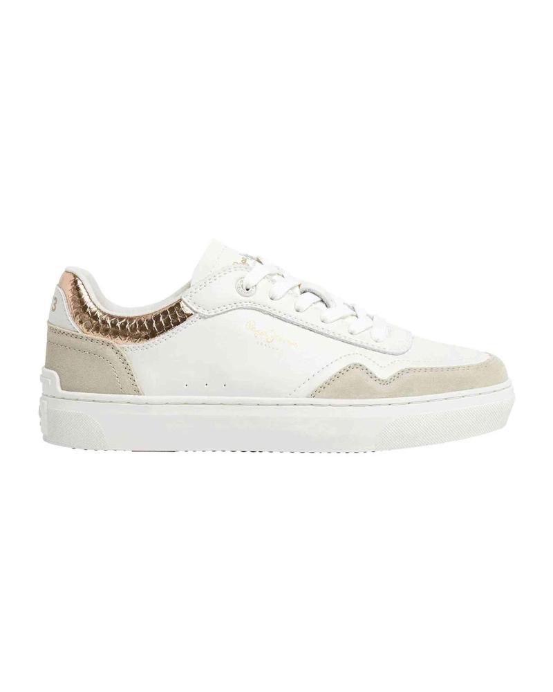 PEPE JEANS ZAPATILLAS CASUAL BLANCAS CON DETALLES DORADOS BLANCO