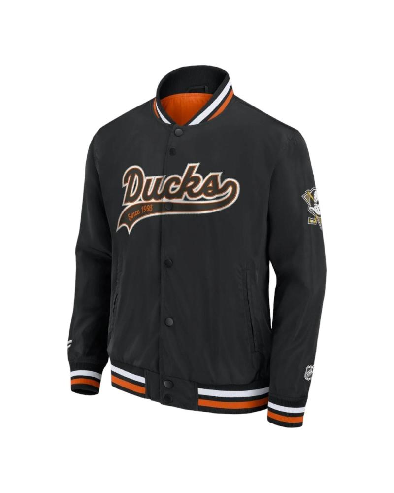 CHAQUETA FANATICS ANAHEIM DUCKS VARSITY SATEEN NEGRA 00SH-03P5 NEGRO