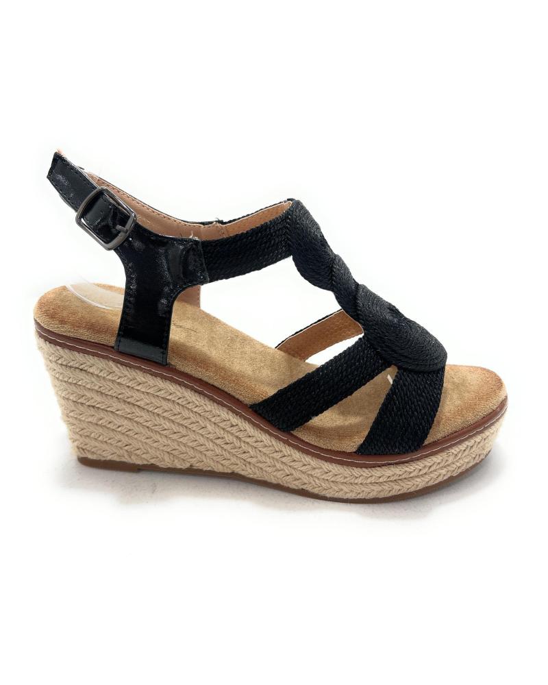 de KISS LEISS SANDALIAS CUNA CIRCULOS HEBILLA RELAX NEGRO