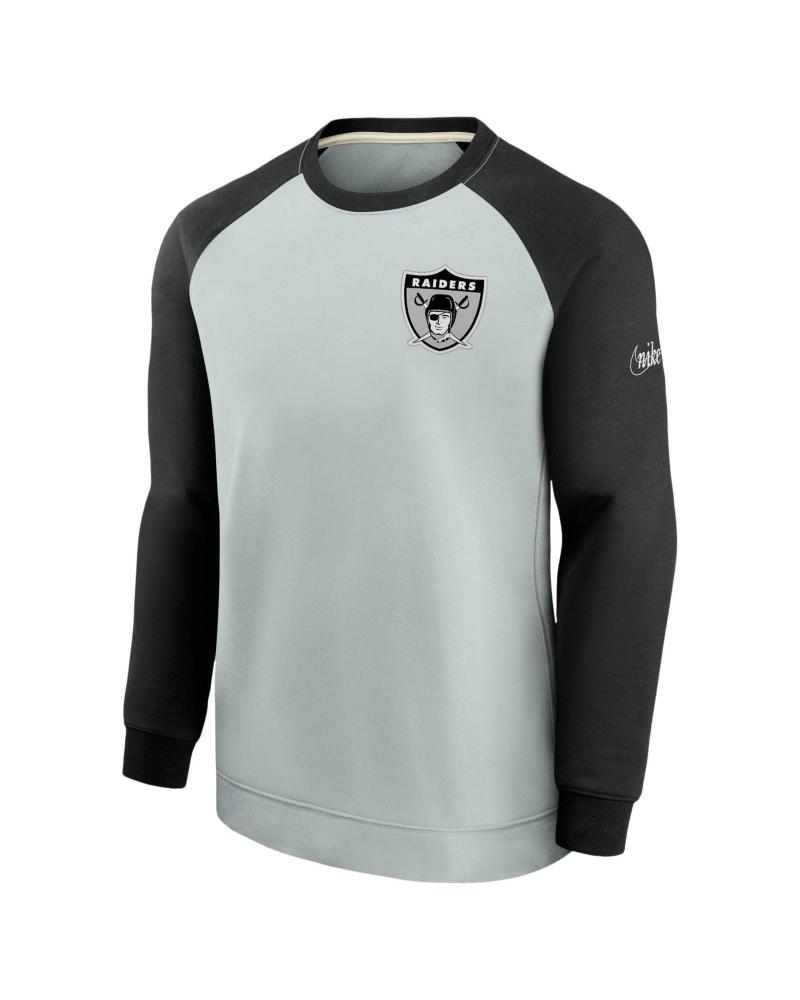 FANATICS SUDADERA GRIS BICOLOR CON CUELLO REDONDO Y LOGO GRIS