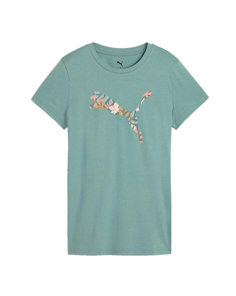 CAMISETA PUMA GRAPHICS FLORAL MANGA CORTA MUJER VERDE BLANCO