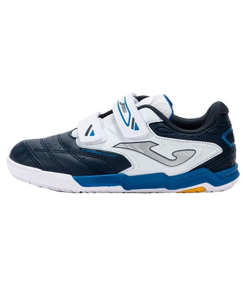 SAPATILHAS DE FUTSAL JOMA CANCHA C2503 JR COM FECHO DE VELCRO BLANCO- AZUL