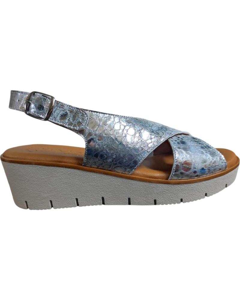 MAWEN SANDALIA DE PIEL NATURAL CON CUNA MEDIA ESTILO Y COMODIDAD E PLATEADO