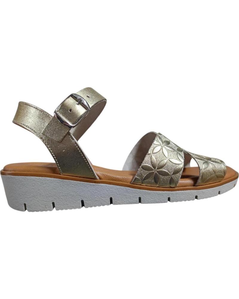 MAWEN SANDALIA DE PIEL NATURAL CON CUNA BAJA Y HEBILLA AJUSTABLE PLATEADO