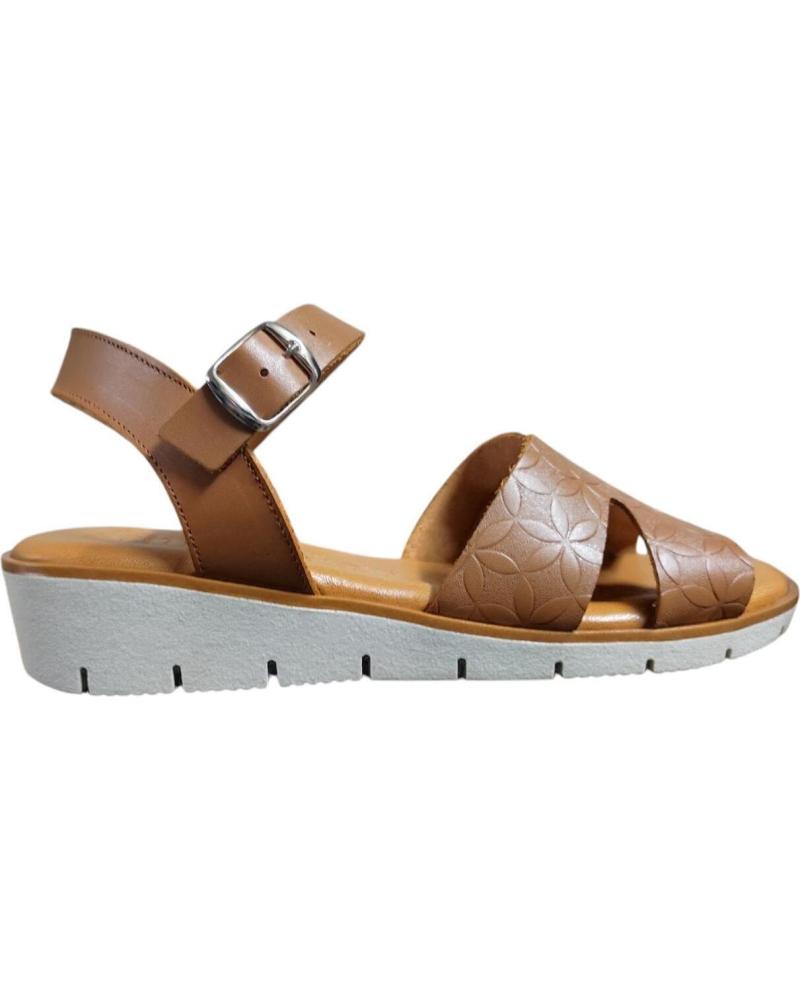 MAWEN SANDALIA DE PIEL NATURAL CON CUNA BAJA Y HEBILLA AJUSTABLE MARRóN