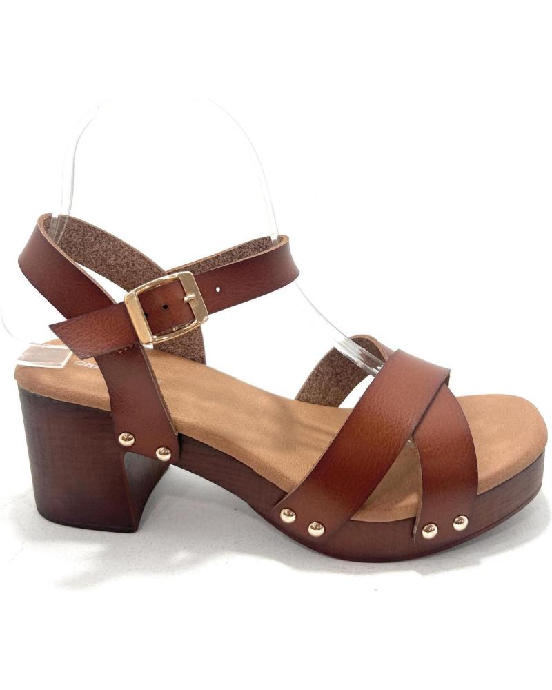 CHIC VISION SANDALIAS CRUZADAS TACON EFECTO MADERA H MARRóN