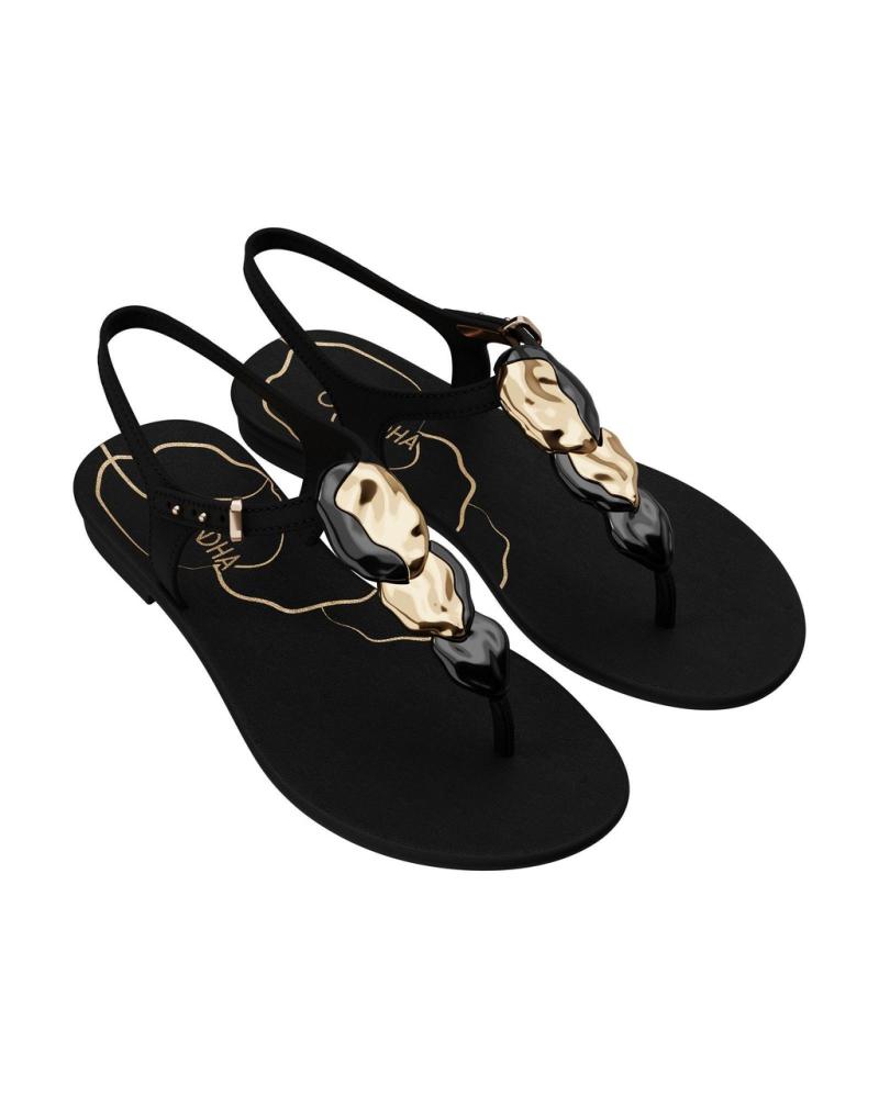 SANDALIAS GRENDHA G19035 MUJER TIRA TOBILLO CON DETALLE FLORAL NEGRO NEGRO