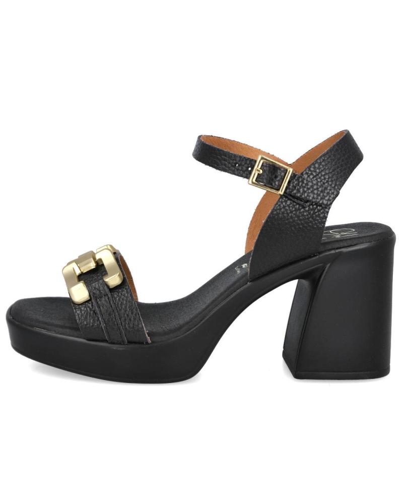 OH MY SANDALS SANDALIAS DE TACÓN NEGRAS 5643 CON DETALLE DE CADENA DORADA NEGRO