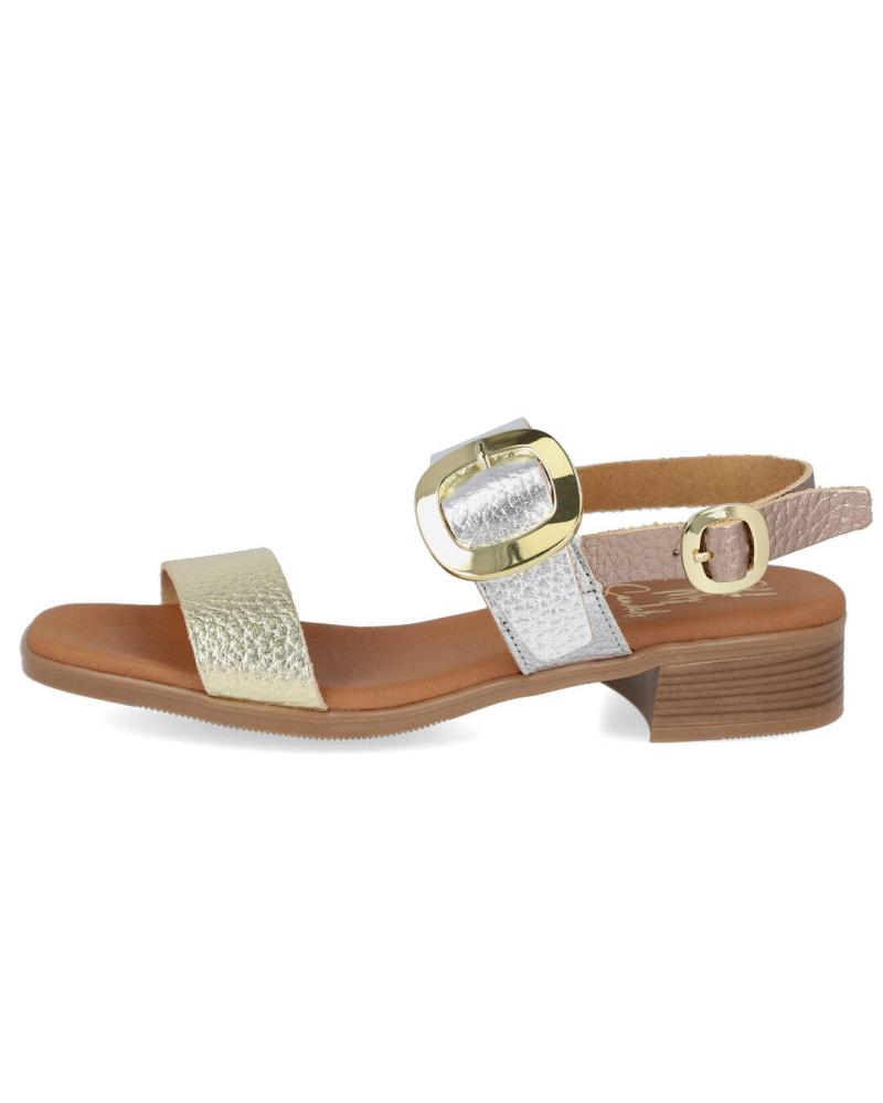 OH MY SANDALS MD5609 SANDALIAS METALIZADAS CON TIRA AL TOBILLO Y TACÓN BAJO METALIZADO