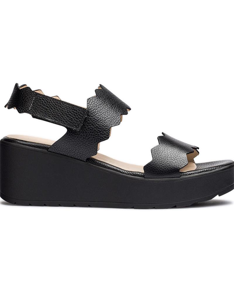 WONDERS SANDALIAS DE PIEL PURPURA B-9501 NEGRO
