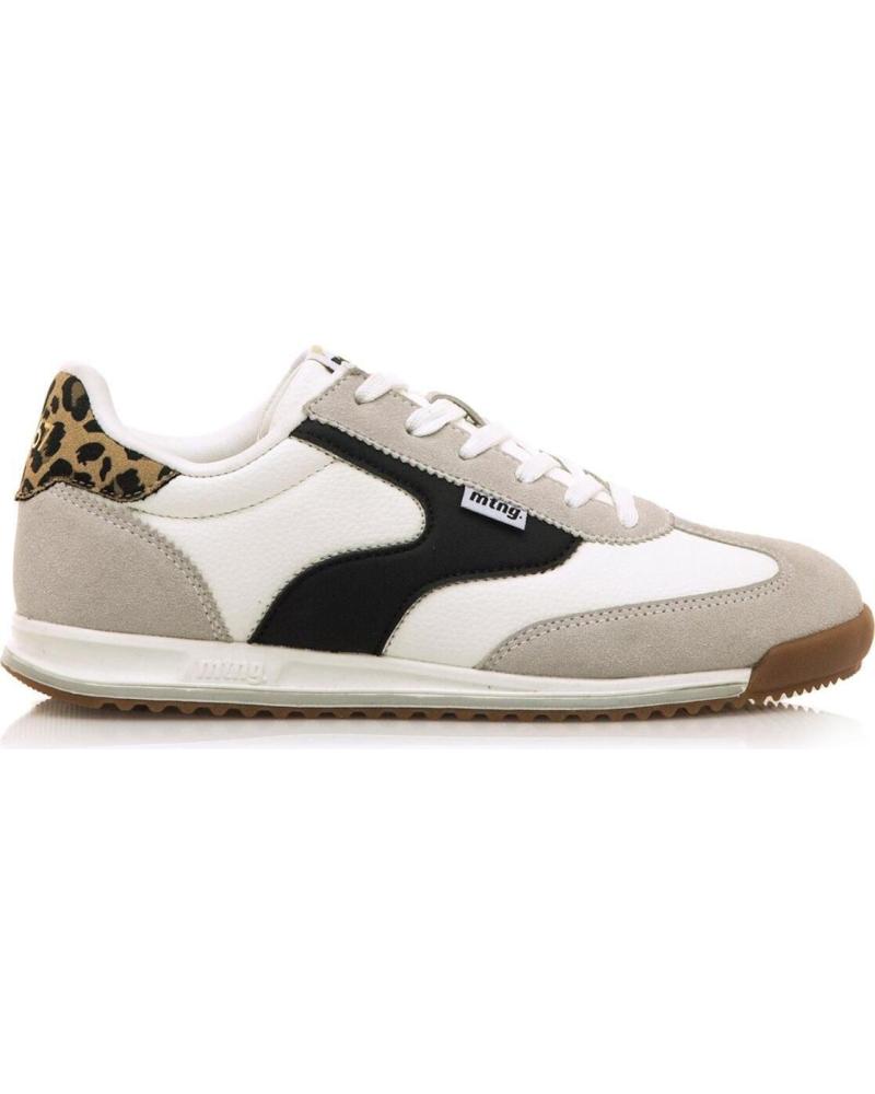 ZAPATILLAS MTNG MURRI OLYMPIC BLANCAS CON DETALLES NEGROS Y TALÓN LEOPARDO C58236 - MURRI BLANCO - BULLE NEGRO