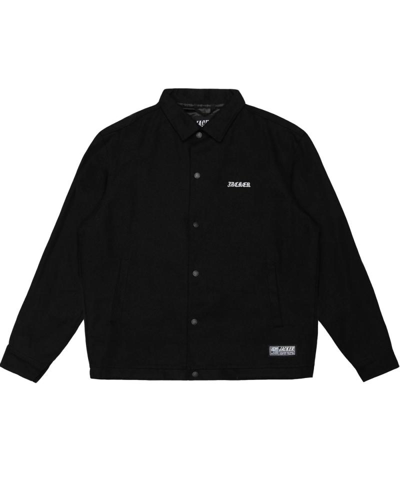 CHAQUETA JACKER TROIS GRACES NEGRA CON ESTAMPADO TRASERO NEGRO