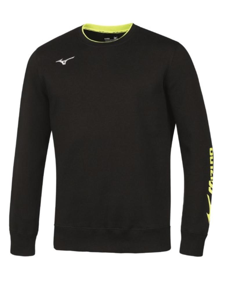 SUDADERA MIZUNO TEAM NEGRA CON DETALLES AMARILLO NEÓN NEGRO