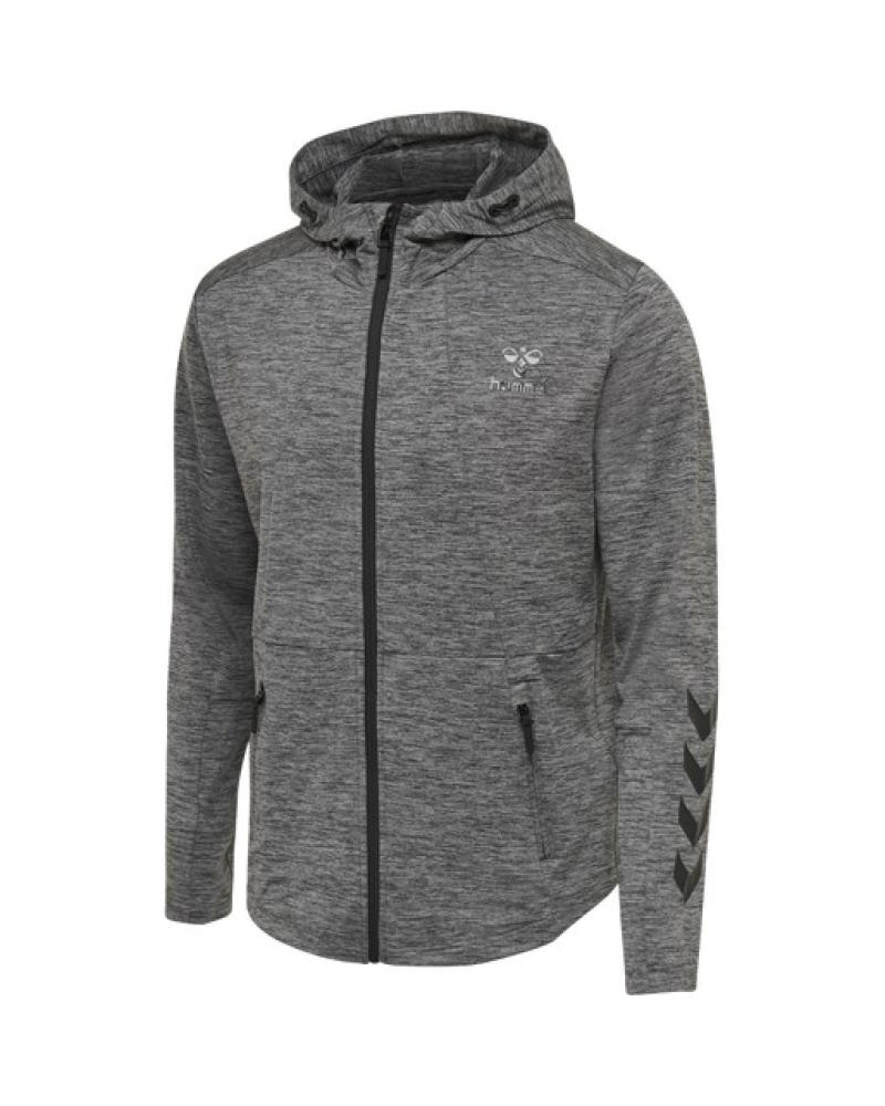 CHAQUETA HUMMEL ASTON GRIS CON CAPUCHA Y CREMALLERA GRIS