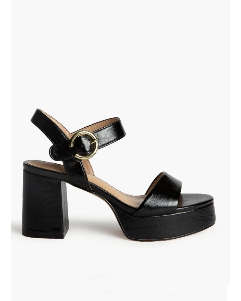 SANDALIAS KESLEM M5360B NEGRAS DE PLATAFORMA CON TACÓN CUADRADO NEGRO