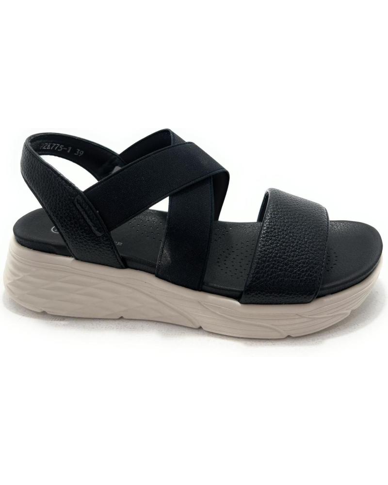 CHIC VISION SANDALIAS DOBLE PLATAFORMA ELÁSTICOS CÓMODAS NEGRO NEGRO
