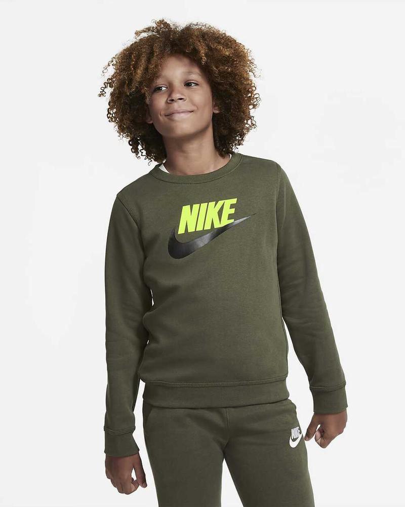 SUDADERA NIKE B NSW CLUB FUTURA CREW 2 OLIVA CV9297-325 VERDE