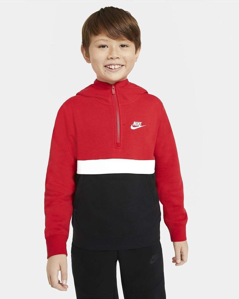 SUDADERA NIKE B NSW CLUB HZ NEGRO BLANCO ROJO CQ4297-657 MULTICOLOR