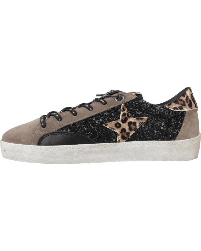 ZAPATILLAS CASUAL MUJER CETTI C-1342 ANTE GLITTER LEOPARDO NEGRO NEGRO