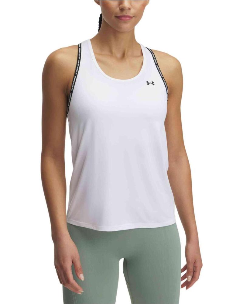 CAMISETA SIN MANGAS UNDER ARMOUR MODELO 1389851-100 BLANCA BLANCO