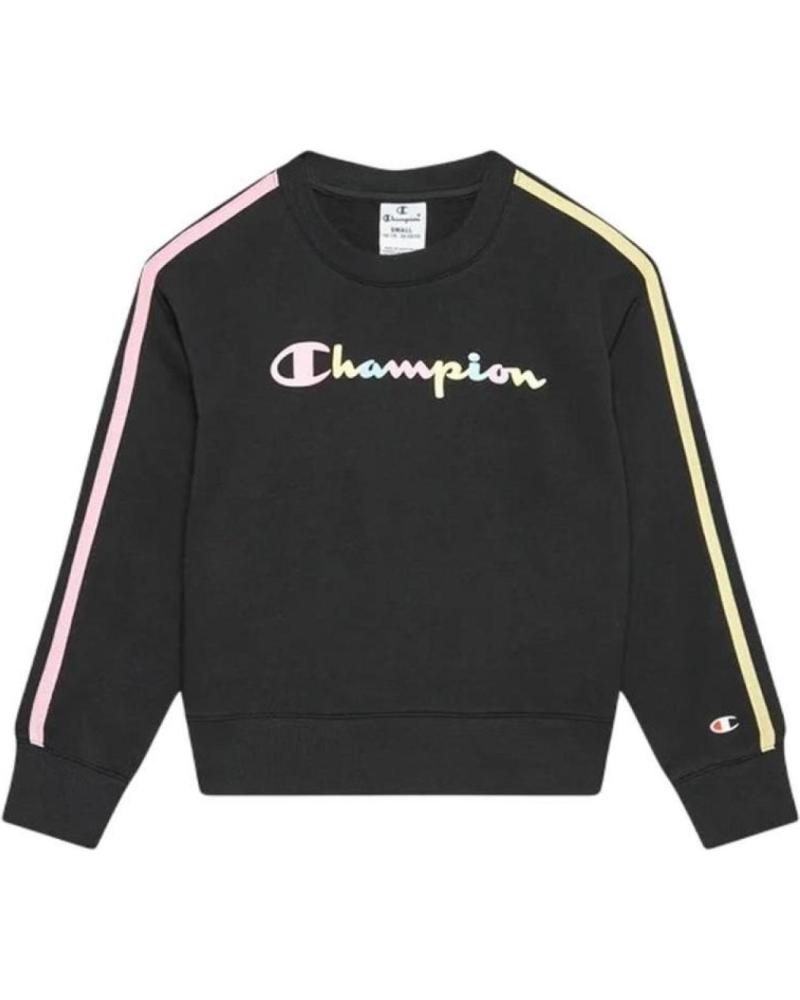 SUDADERA NEGRA CHAMPION 404345-KK001 CON LOGO MULTICOLOR Y RAYAS LATERALES NEGRO
