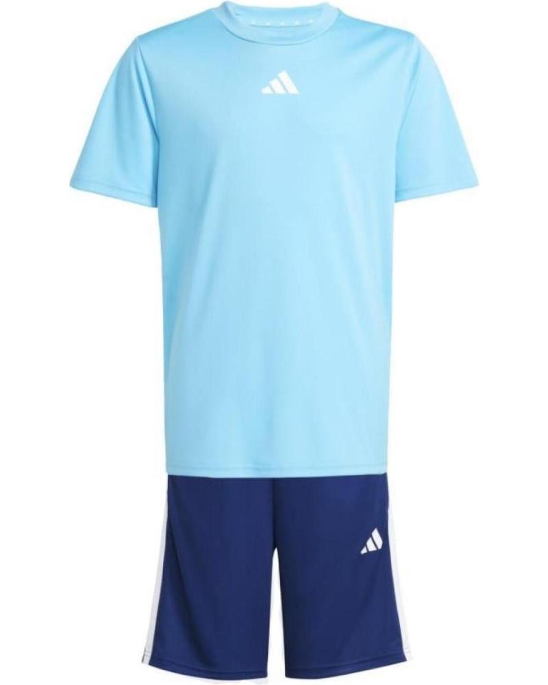 CONJUNTO DEPORTIVO ADIDAS ESSENTIALS 3 FRANJAS JJ1031 PARA NIÑOS - CAMISETA Y SHORTS AZUL MULTICOLOR