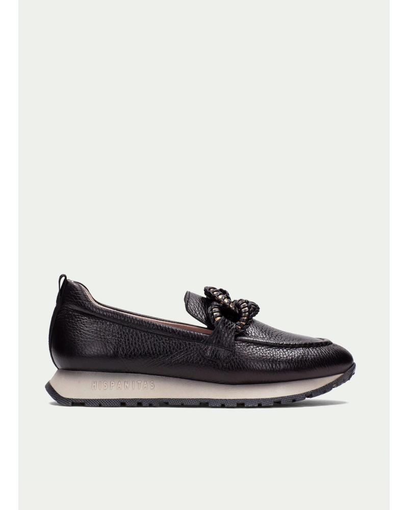 de HISPANITAS MOCASINES HISPANITAS HI254238 S DE PIEL CON PLATAFORMA Y CADENA NEGRO