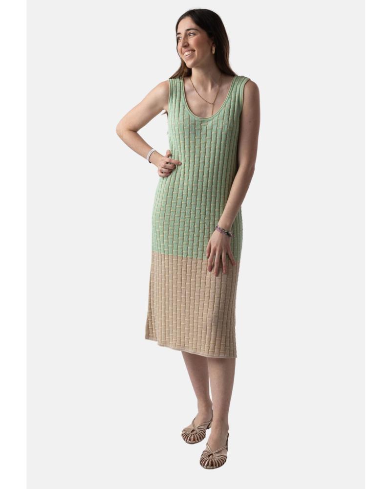 VESTIDO MIDI CON LUREX VERDE WHY NOT COLLECTION WNT COLLECTION W12504248 VERDE