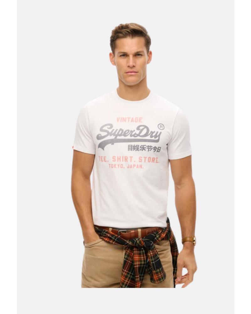 SUPERDRY CAMISETA HERITAGE CON LOGO V BLANCA M1012212A01C BLANCO