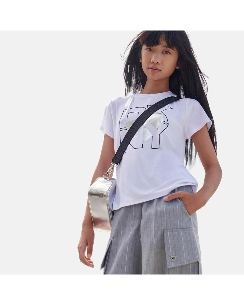 DKNY CAMISETA ALGODÓN PLATEADA MANGA CORTA D6230516 PLATA