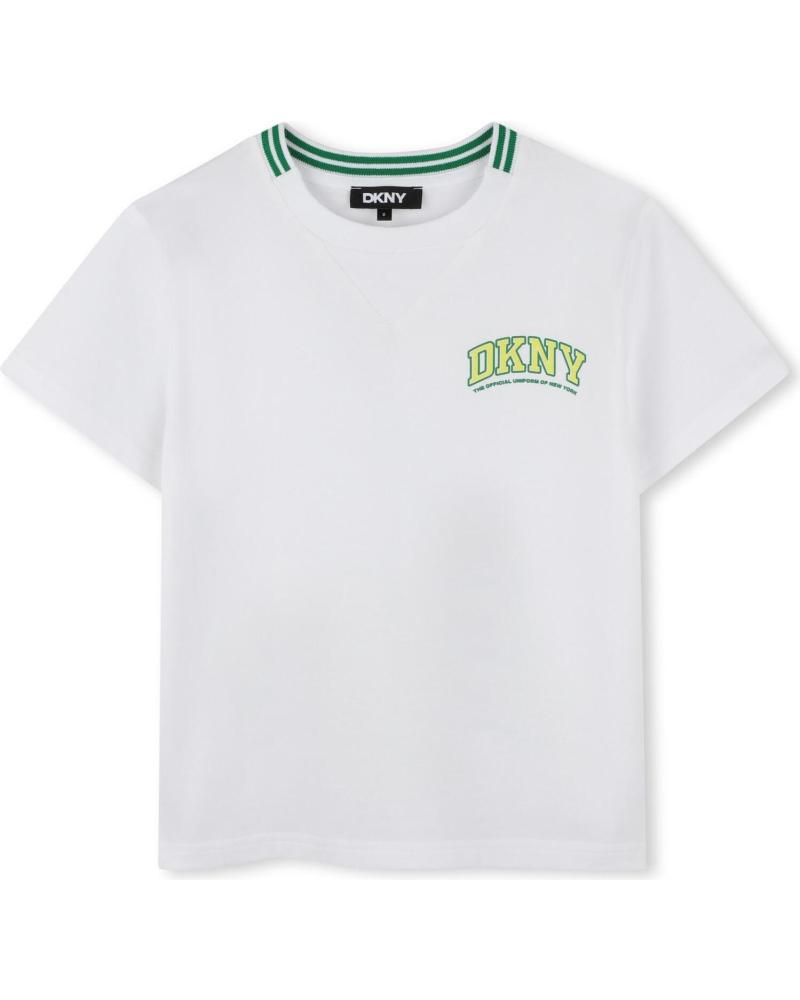 CAMISETA DKNY MANGA CORTA BLANCA CON LOGO VERDE PARA NIÑO D6229810P BLANCO