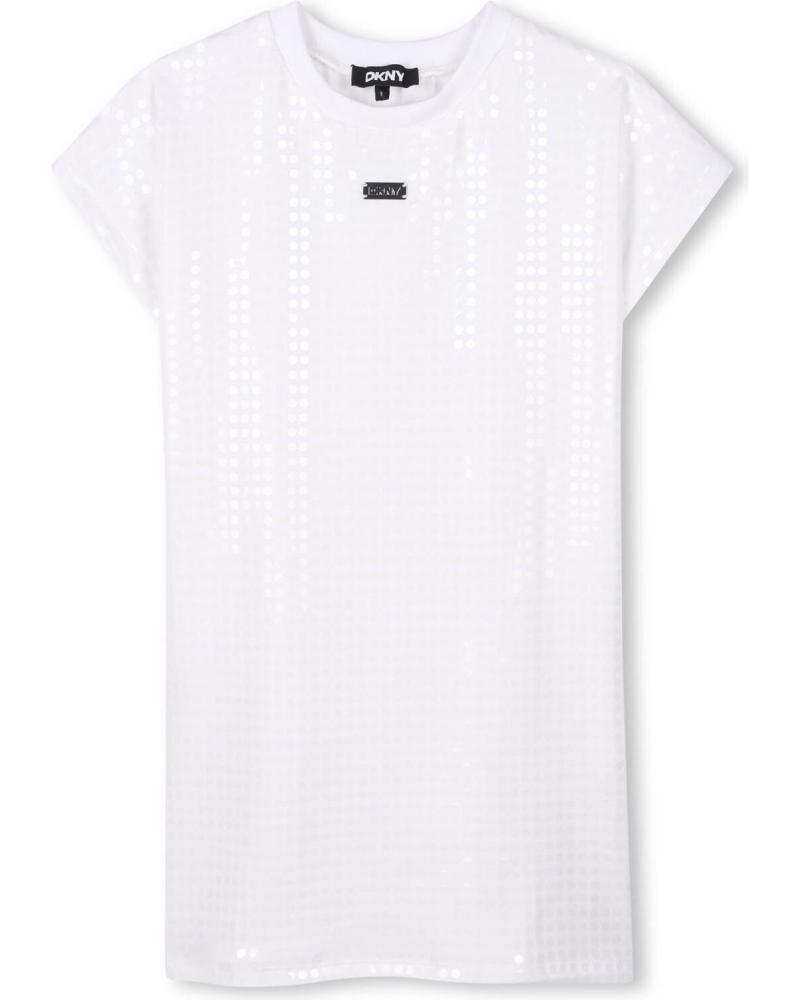 DKNY VESTIDO DE ALGODÓN CON LENTEJUELAS D6228310P BLANCO BLANCO