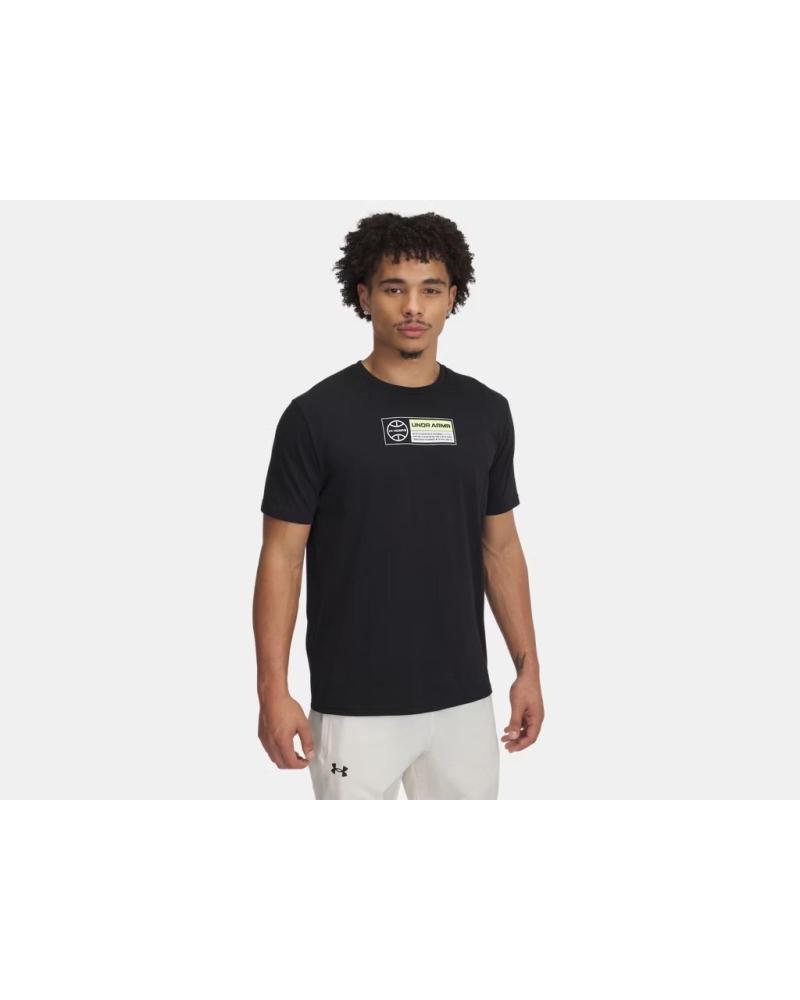 CAMISETA MANGA CORTA UNDER ARMOUR HOOPS NEGRA PARA HOMBRE - MODELO 1390187001 NEGRO