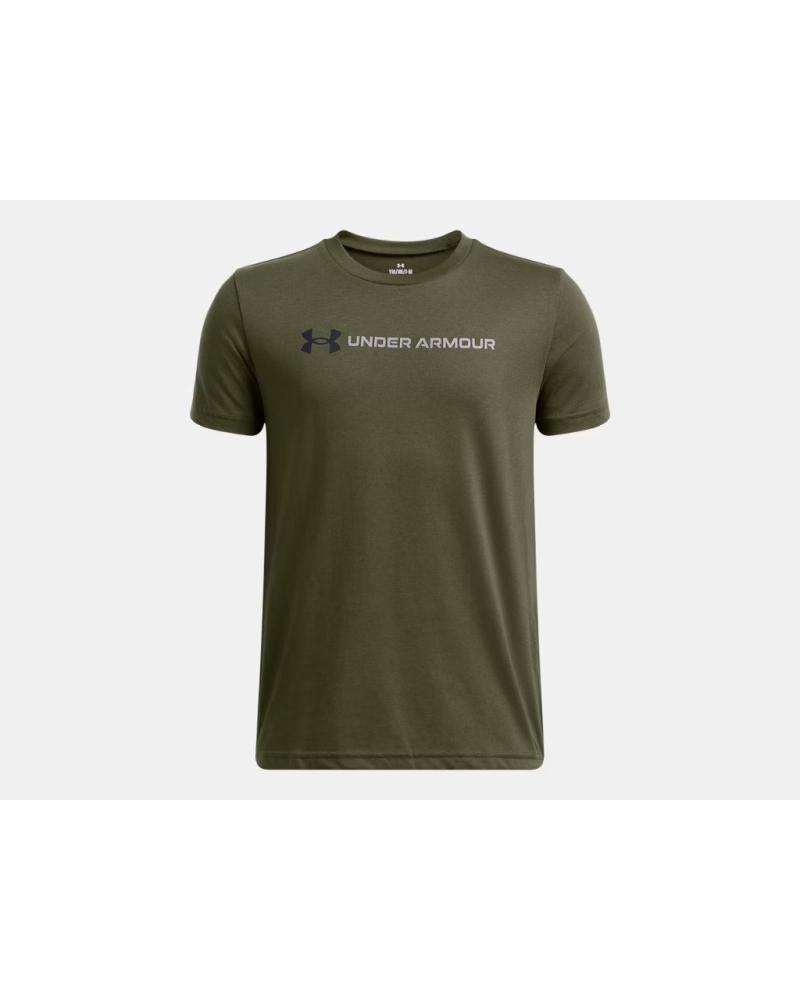 CAMISETA UNDER ARMOUR LOGO WORDMARK VERDE MILITAR 1389963390 PARA NIÑO VERDE