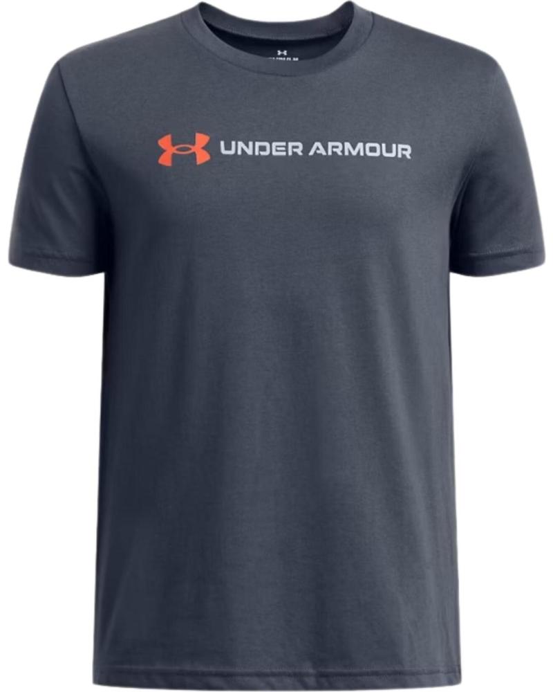 CAMISETA MANGA CORTA UNDER ARMOUR LOGO WORDMARK GRIS OSCURO PARA NIÑO - MODELO 1389963044 GRIS