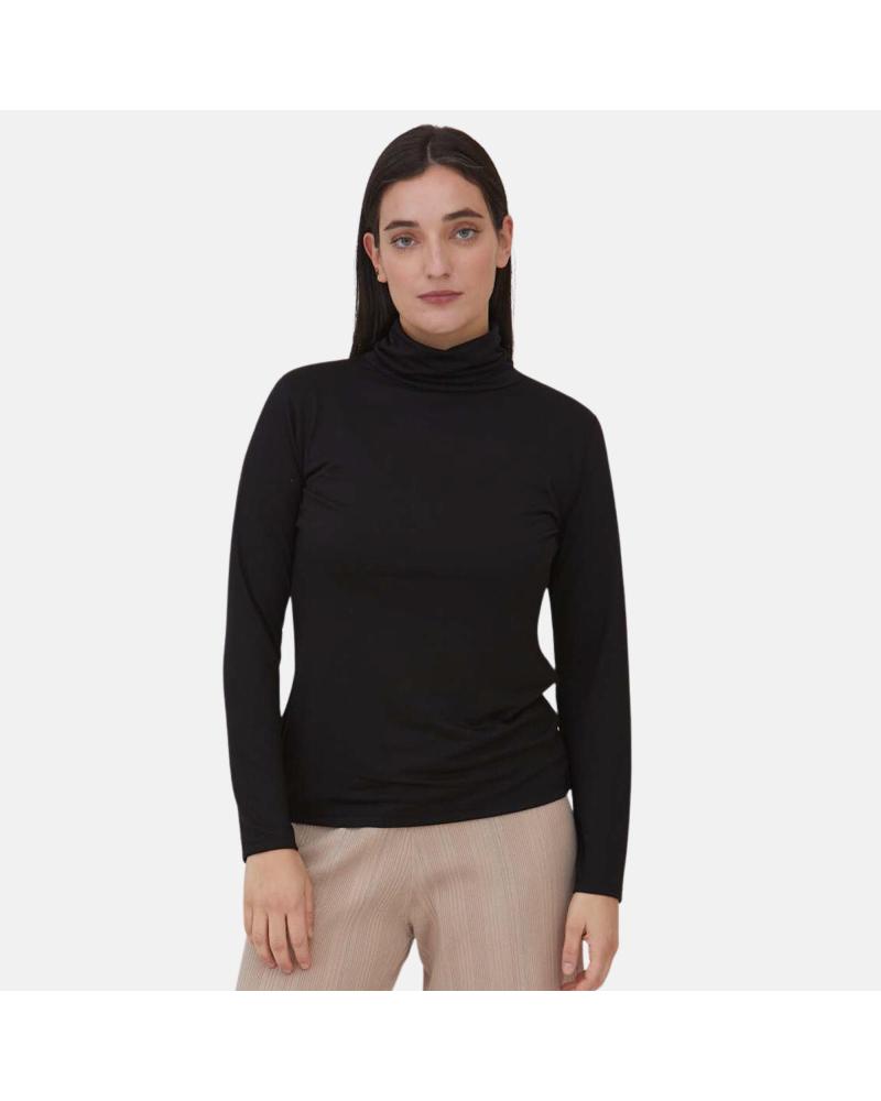 WHY NOT COLLECTION W22460202 CAMISETA BÁSICA CUELLO CISNE NEGRO NEGRO