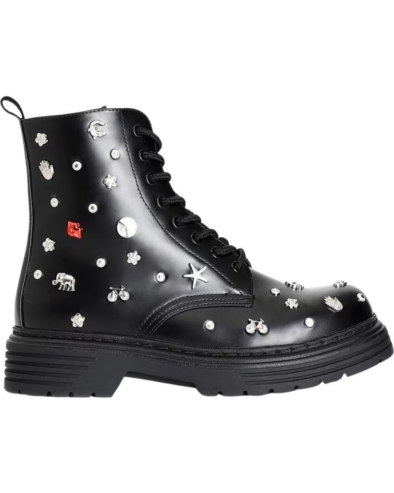 BOTINES CON CORDONES Y TACHUELAS C1FA9023N001 CAFENOIR NEGRO
