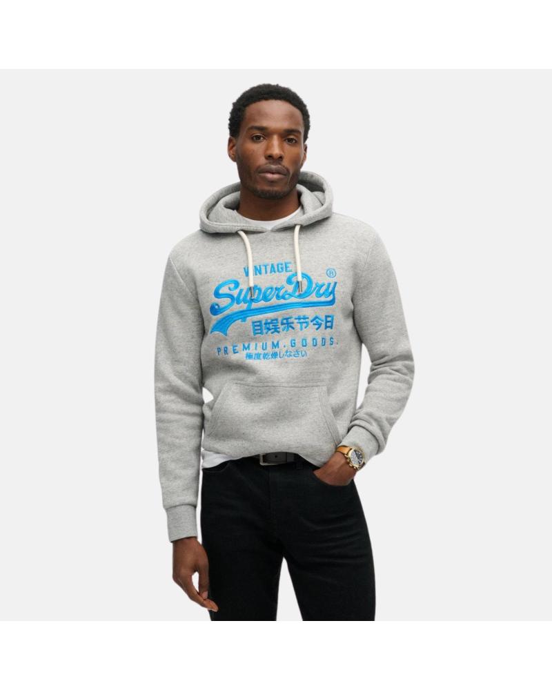 SUPERDRY - M2013704AZUC - SUDADERA TIPO CANGURO CON CAPUCHA Y GR GRIS